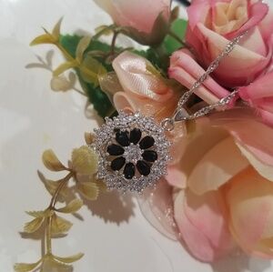 925 Swarovski Elements  with black crystal Women's necklace